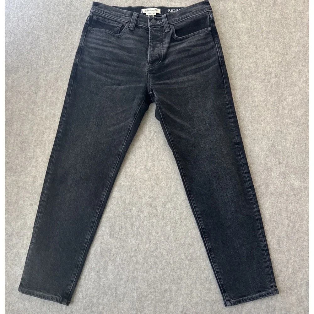 Madewell Jeans Relaxed Taper Mens 29x30 Charcoal Wash Button Fly